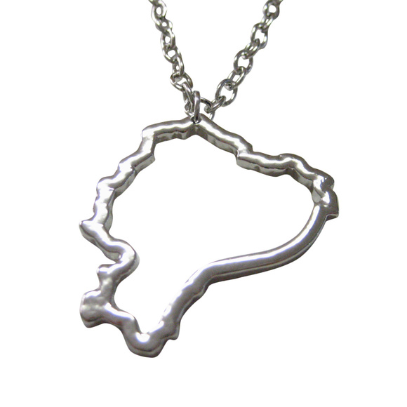 Ecuador Map Outline Pendant Unisex Necklace - Picture 1 of 3